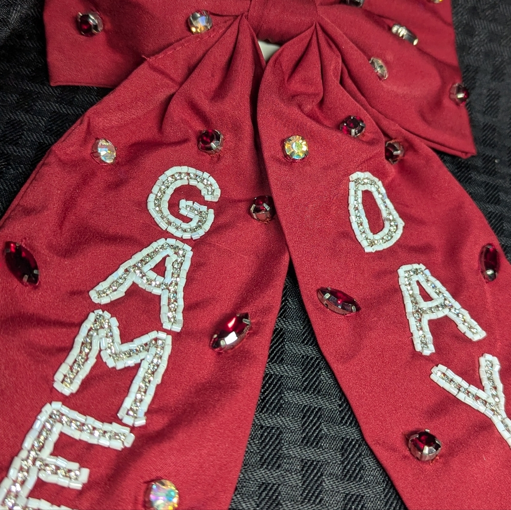 Burgundy Viola USC Carolina Gamecocks Game Day Collegiate XL Jewel Hair Bow. - Picture 2 of 3